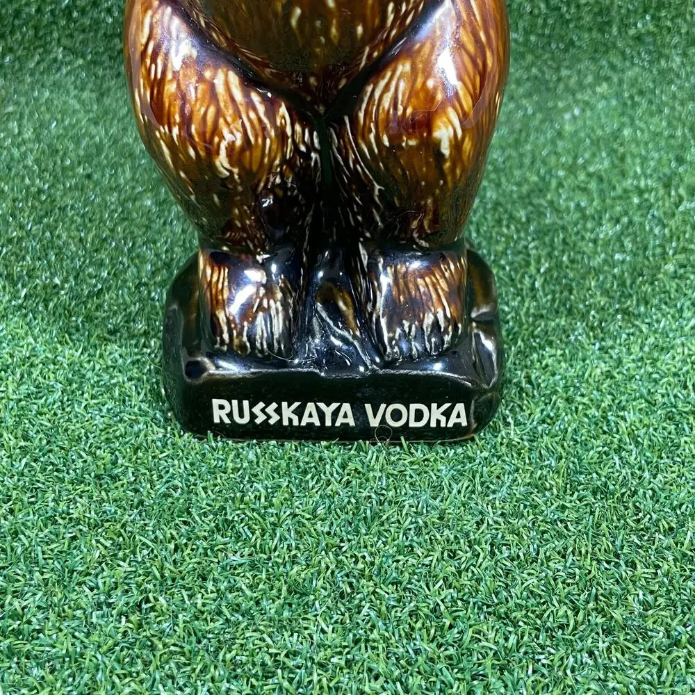 Vintage Russkaya Vodka Ceramic Bear Decanter Pitcher